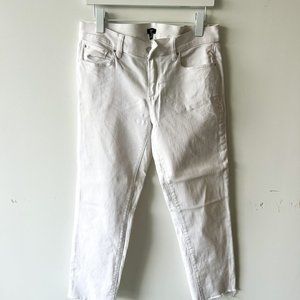 Ann Taylor white denim jeans with frayed bottom